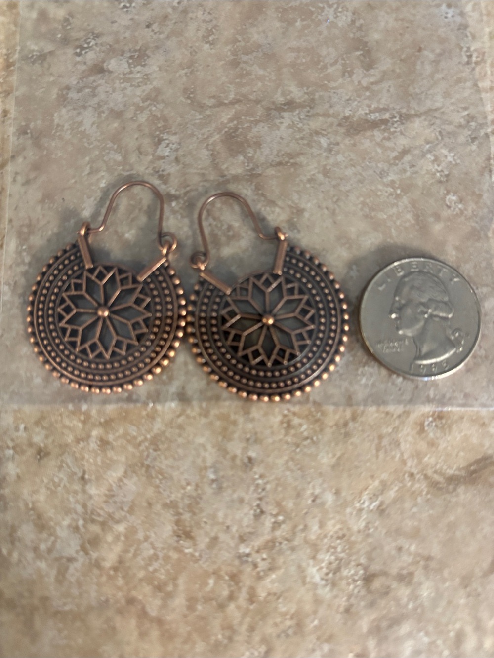 Copper-Tone Floral Medallion Drop Earrings - Women Jewelry